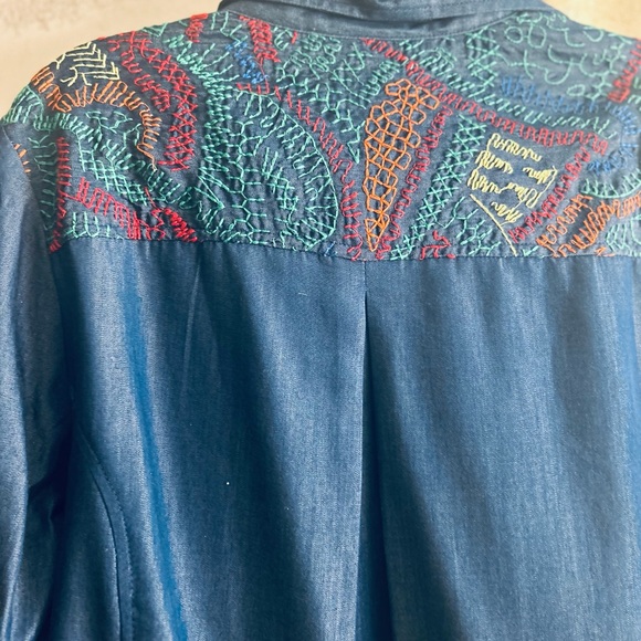 New Boho Parsley & Sage Embroidered Blouse Top SZ Medium - Picture 7 of 9